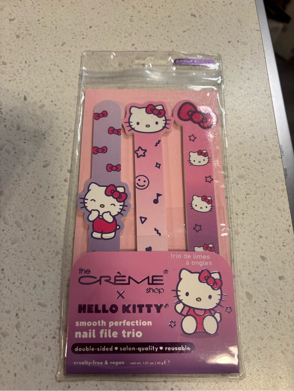 Limited Edition Hello Kitty Pink & Purple Nail File Trio by The crème shop